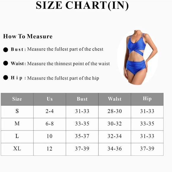 High Waisted Bikini Set Push up Bikini 3 Piece Swimsuit Adjustable Tummy Control - Picture 5 of 5